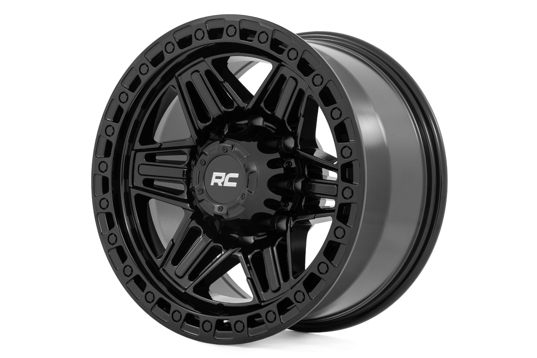 Rough Country 76 Series Wheel | Simulated Beadlock | Gloss Black | 17x9 | 5x5.5 | +0mm